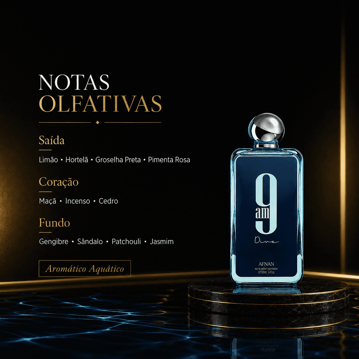 9 AM Dive da marca Afnan - Perfume Original Senhorita Butique