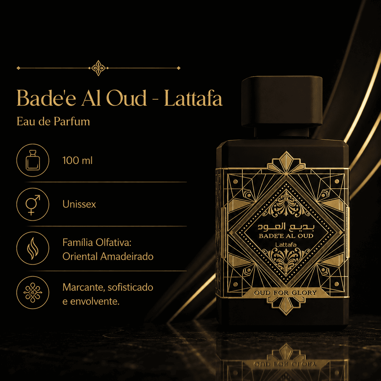 Bade'e Al Oud (Oud for Glory) da marca Lattafa - Perfume Original Senhorita Butique